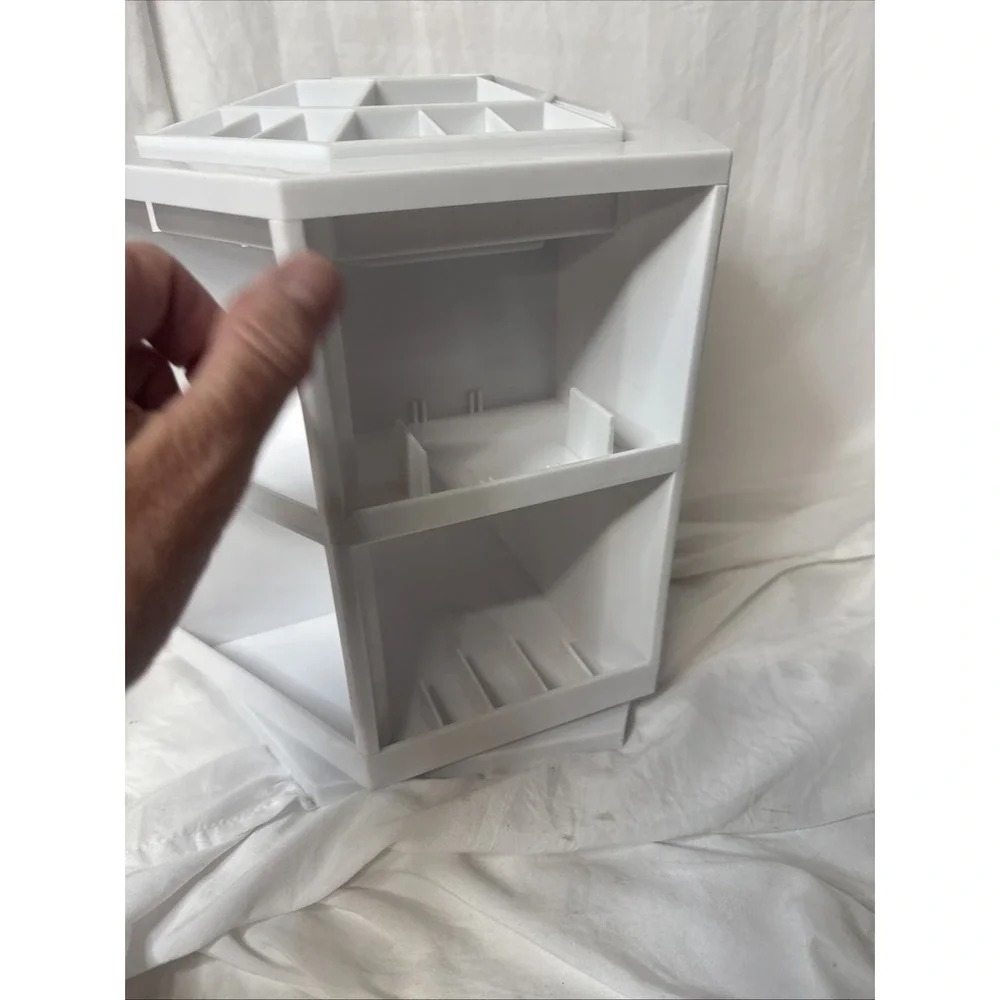 Lori Greiner Makeup Cosmetic Craft Organizer Tabletop Spinning Rotating  White